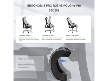 Ergonomická kancelárska stolička ErgoX C7B-Lite-V2 s výškovo nastaviteľným sedákom, čierna - B
