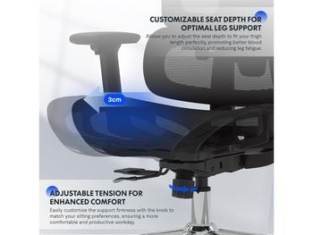Ergonomická kancelárska stolička ErgoX C7B-Lite-V2 s výškovo nastaviteľným sedákom, čierna - B