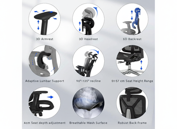 Ergonomická kancelárska stolička ErgoX C7B-Lite-V2 s výškovo nastaviteľným sedákom, čierna - B