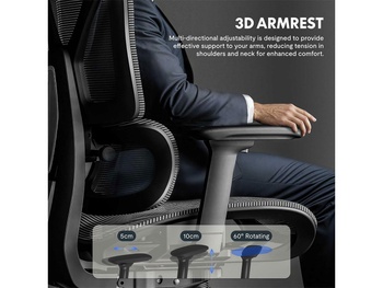 Ergonomická kancelárska stolička ErgoX C7B-Lite-V2 s výškovo nastaviteľným sedákom, čierna - B