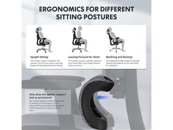 Ergonomická kancelárska stolička ErgoX C7B-Lite-V2 s výškovo nastaviteľným sedákom, čierna - B