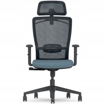 Ergonomická kancelárska stolička BS3G-V2, 2D opierka hlavy, čierno/modrá - A