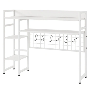 Regál so 4 policami a 6 háčikmi JZ10379WH, 94 x 25 cm,…