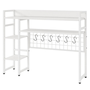 Regál so 4 policami a 6 háčikmi JZ10379WH, 94 x 25 cm, biela - B