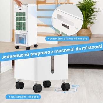 Chladič vzduchu s ventilátorom a zvlhčovačom, 3 funkcie, 12-hodinový časovač, 59 x 22 x 25,5 cm, sivý