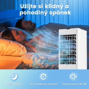 Chladič vzduchu s ventilátorom a zvlhčovačom, 3 funkcie, 12-hodinový časovač, 59 x 22 x 25,5 cm, sivý