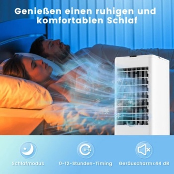 Chladič vzduchu s ventilátorom a zvlhčovačom, 3 funkcie, 12-hodinový časovač, 59 x 22 x 25,5 cm, sivý