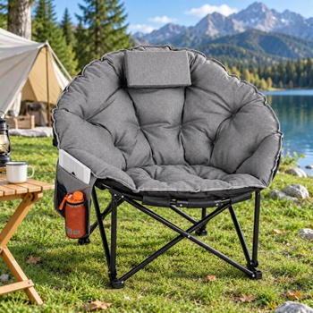 Skladacia kempovacia stolička JM-HKC-1016XL, 95 x 83 x 93 cm, 150 kg, šedá - A