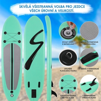 Nafukovací paddleboard LY-43, 305 x 76 x 15 cm, zelený - B