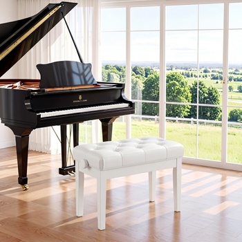 Pianová stolička s úložným priestorom YX106, 72 x 33 x 48-58 cm, biela - B