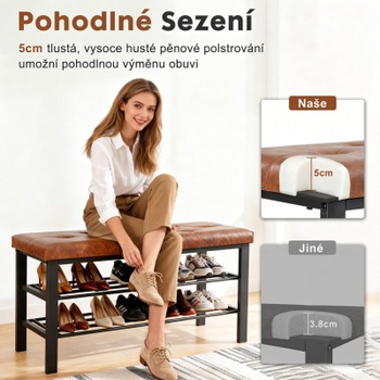 Botník DS-HXD3CPG, 30 × 80 × 50 cm, nosnosť 200 kg, čierno / hnedý - N