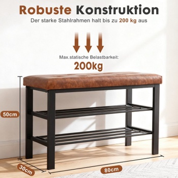 Botník DS-HXD3CPG, 30 × 80 × 50 cm, nosnosť 200 kg, čierno / hnedý - N