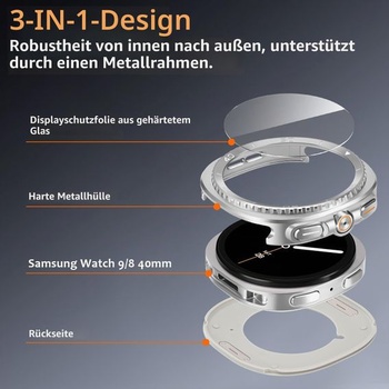 Puzdro Amizee kompatibilné s Samsung Galaxy Watch 9/8 40mm, strieborné/biele