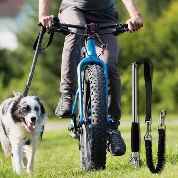Vodítko na bicykel pre psy s voľnými rukami, vodítko na bicykel s tlmičom nárazov, zaťahovacie a