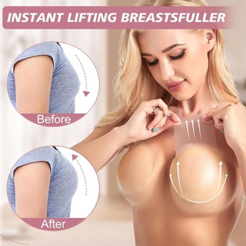 Silikónová push-up podprsenka Brightdeal bez ramienok s lepidlom – opakovane použiteľná a