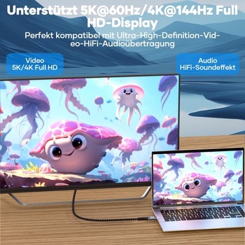 Datový kabel USB C, kabel USB C 0,5 m, 20 Gbps USB 3.2 Gen2×2 240 W, přenosová rychlost 5K při 60