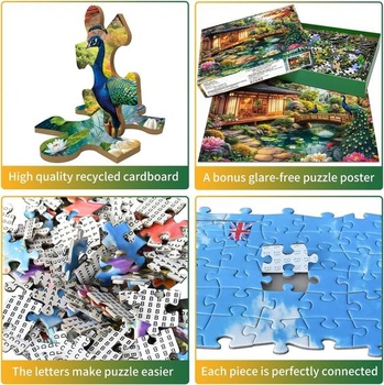 Puzzle 1000 dílků pro dospělé, klasická vzdělávací hra Krásná dekorace - Útulný páví domeček -