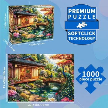 Puzzle 1000 dílků pro dospělé, klasická vzdělávací hra Krásná dekorace - Útulný páví domeček -