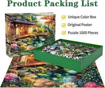 Puzzle 1000 dílků pro dospělé, klasická vzdělávací hra Krásná dekorace - Útulný páví domeček -