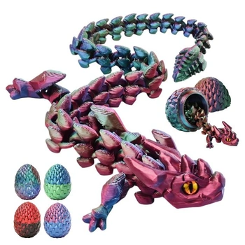 Dračí vejce s drakem, 30 cm Flexibilní 3D drak s klouby…