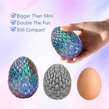 Dračí vejce s drakem, 30 cm Flexibilní 3D drak s klouby Duhově červeno-modro-zelená