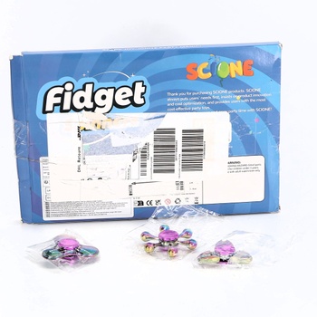 SCIONE Sada 6 kovových fidget spinnerů - duhové barvy pro dospělé i děti, s ultra otočnými ložisky