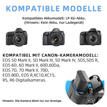 Nabíječka baterií LP-E6 LC-E6 LC-E6N kompatibilní s Canon EOS 90D 80D