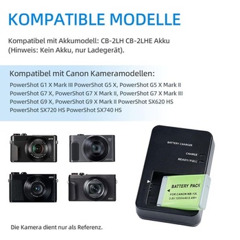 Nabíječka baterií NB-13L kompatibilní s fotoaparátem Canon PowerShot G7 X Mark II, černá
