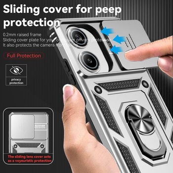 Magnetické pouzdro pro Xiaomi Poco X7 Pro 5G s kroužkem, ochranný kryt s krytkou objektivu, pouzdro