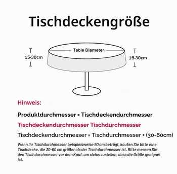 Kulatý ubrus z bavlněného lnu, pratelný v pračce, bílý, průměr 90 cm. Vhodný pro kulaté stoly o