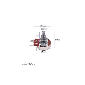 Lineárny potenciometer Alnicov pre gitarové diely, 250K Ohm, 3pólový, 18 mm, ovládanie hlasitosti,
