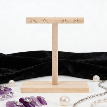Dřevěný stojan na manikúru, béžový, minimalistický, lehký a snadno skladovatelný, na umělé nehty,