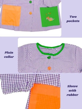 Dětská zástěra MAGIC SELECT do školy. Ručně vyrobená zástěra do školy nebo školky. Kostkovaná