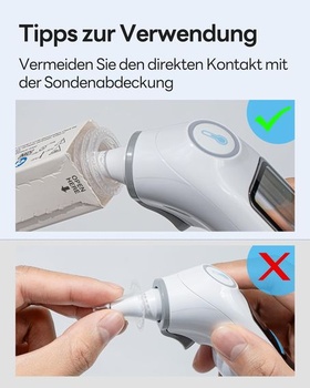 Ušný teplomer pre dospelých a deti, výsledky za 1 sekundu, vysoko presný ušný teplomer, pamäť na 30
