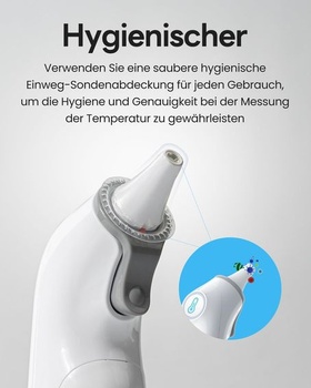 Ušný teplomer pre dospelých a deti, výsledky za 1 sekundu, vysoko presný ušný teplomer, pamäť na 30