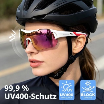 Cyklistické brýle VCOROS pro muže a ženy JN007 Sportovní cyklistické brýle s růžovými skly a bílým