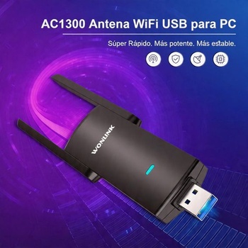 AC1300Mbps USB WiFi adaptér pro PC, WLAN přijímač, USB, externí WLAN anténa, nastavitelná,