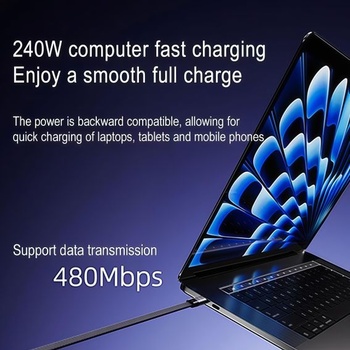 Nabíjací kábel 240 W USB-C so skladacím stojanom na telefón, 1,5m rýchlonabíjací kábel 2 v 1,