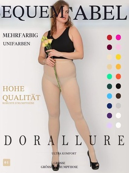 Dámske pančuchy DORALLURE pre väčšie veľkosti 60 DEN polopriehľadné nylonové pančuchy 3XL-4XL