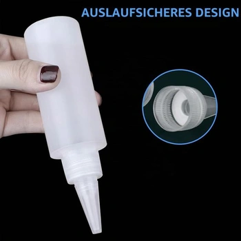 Sada 12 lahví s dávkovacím systémem o objemu 100 ml, plastové lahvičky s trychtýřem a etiketami –