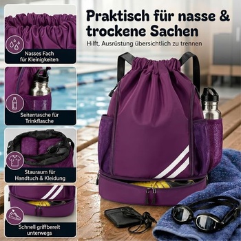 Dětská sportovní taška, taška do posilovny, sportovní batoh, sportovní taška, fialová