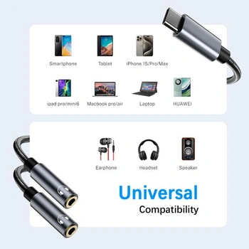 Adaptér Avigers USB-C na dva 3,5mm sluchátka, rozbočovač 1 na 2 USB-C na dva 3,5mm sluchátka