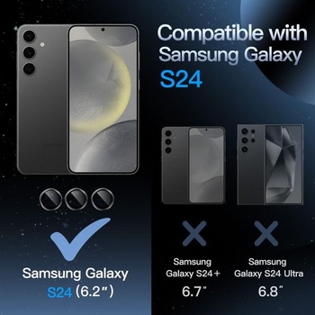 Ochranný kryt displeja JETech pre fotoaparát Samsung Galaxy S24, onyxovo čierna, 1 sada