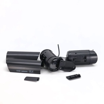 TIMESETL 2 Pack Maketa CCTV kamery s červenou blikající LED falešnou bezpečnostní kamerou – černá