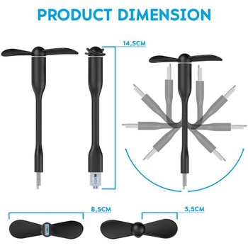 N NEWTOP Mini ventilátor, Micro-USB a USB-OTG, nastaviteľný, flexibilný, prenosný, cestovný