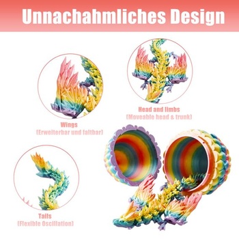 Joycabin 3D tlačené dračie vajce s drakom, hračka fidget, dúha