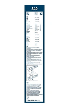 Stěrače čelního skla Bosch Twin 340, délka: 340 mm/340 mm – sada pro čelní sklo
