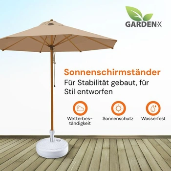 GARDENIX Okrúhly zelený plastový podstavec pod slnečník, plniteľný pieskom, vodou alebo štrkom, do