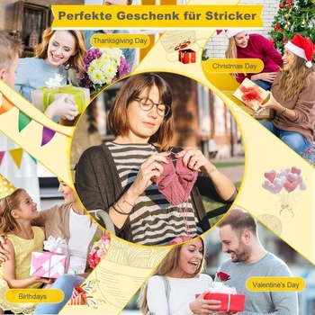 Sada 6 kruhových pletacích jehlic Aeelike z nerezové oceli, 40 cm, ergonomické pletací jehlice,
