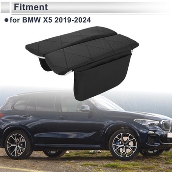 INFINAUTO Kryt středové konzole s úložným vakem pro BMW X5 2019-2024 černý 1 sada